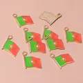 DIY Portugal flag charm in gold-tone alloy and drip oil finish for jewelry making - Portugal Flag (D5-33)