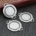 Three antique silver 18mm cameo bases with decorative scroll edges for jewelry DIY - Antique Silver Scroll Pattern Oval Style (N1-23)