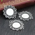 Vintage silver sunflower DIY pendant trays with 18mm round base for jewelry making - Antique Silver Single Loop Sunflower Style (N1-25)