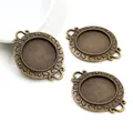 Retro bronze 18mm cameo base pendant tray with elegant floral relief for DIY jewelry - Antique Bronze Scroll Pattern Oval Style (N1-24)