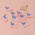 Enamel American flag charm pendants with gold plating and red white blue colors - USA Flag (D5-35)