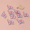 British Union Jack flag enamel charm in gold plating for DIY jewelry making - UK Flag (D5-36)