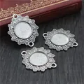 Retro zilveren 16mm kanten bezel hanger voor DIY vintage sieraden maken projecten - Antiek Zilver