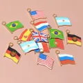 DIY colorful alloy national flag pendants with gold rings for jewelry making - Random Mixed