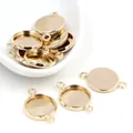Forniture per gioielli fai da te: basi per ciondoli rotonde placcate oro con doppio anello - Piccolo / Oro KC