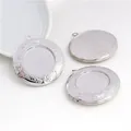 Detailed view of round 20mm copper locket pendant with intricate floral engraved edges - White Gold