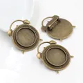 Antique bronze clock-shaped brooch base alloy DIY pendant trays with pin backing - Antique Bronze
