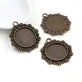 Vintage bronze flower bezel tray for 20mm cabochon setting DIY jewelry making - Daisy Round Base Setting (D3-12)