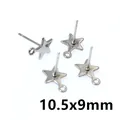 Silver star earrings parts 10.5x9mm with loop for DIY jewelry making accessories - Star Shape Style (N7-35)