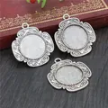 Three pieces of vintage 20mm flower alloy pendant base trays for DIY jewelry making - Floral Embossed Round Tray (D2-23)