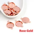 Rose gold round double bail pendant base connector for DIY jewelry making crafts - Rose Gold