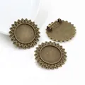 Antike Bronze Sonnenblume Brosche Basis für DIY Schmuck mit 20mm runder Schale - Antike Bronze Sonnenblumenform Stil (D1-23)
