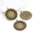 Retro sunflower alloy pendant base for DIY jewelry with 20mm tray and bronze finish - Sunflower Petal Base (D3-51)