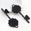 Matte black alloy flower key pendant base set for DIY jewelry making accessories - Black