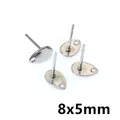 Oval stainless steel stud earrings 8x5mm with hanging hole for DIY jewelry making - Small Oval Style (Z6-32)