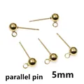 5mm vacuum plated gold ball ear studs with loop for DIY jewelry making findings - Gold Ball Style (F2-13)