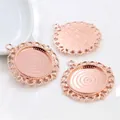 Macro view of rose gold round filigree pendant base for DIY jewelry making - Rose Gold Hollow Style (A3-69)