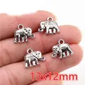 Set mit vier antiken silbernen Elefantenanhängern für DIY-Schmuck, Größe 13x12mm - Antiksilber Ethno-Elefant (Q3-35)