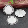 25mm vintage silver alloy pendant trays for DIY jewelry making with decorative edges - Antique Silver