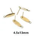 Polished gold stainless steel oval earring posts with loop for jewelry DIY 4.5x13mm - Gold Long Oval Style (F1-16)