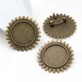 Vintage βάση καρφίτσας ηλίανθος από κράμα για DIY κατασκευή κοσμημάτων, δίσκος 25mm - Στυλ Πετάλων Ηλιοτροπίου (A4-43)