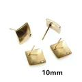 10mm golden square stainless steel earring studs with hole for DIY jewelry making - Gold Square Style (F7-17)