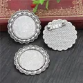 Vintage ασημένια βάση μενταγιόν λουλουδιών 25mm για DIY κατασκευή κοσμημάτων - Στυλ Κυματιστού Διάτρητου Περιγράμματος (A3-08)