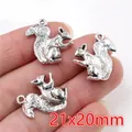 Drei 3D Eichhörnchen Anhänger in Altsilber für DIY Schmuckherstellung 21x20mm - Antiksilber Eichhörnchen (Q5-30)