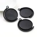 Detail of 25mm rotating black alloy pendant base with beaded edge for DIY jewelry - Black