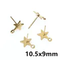 Gold star-shaped stainless steel earring studs 10.5x9mm for DIY jewelry making - Gold Star Style (G3-22)