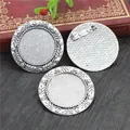 Βάση καρφίτσας 25mm vintage από κράμα ασημιού με ανάγλυφο floral άκρο για χειροτεχνία - Στυλ Φύλλου Δάφνης με Ανάγλυφο (A4-45)