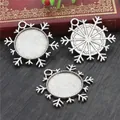 Silver snowflake alloy pendant base with 25mm inner tray for DIY jewelry making - Silver Snowflake Style (A3-25)