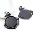Matte black anchor alloy pendant base for DIY jewelry making with 25mm round bezel tray - Matte Black Anchor Style (A5-30)