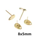 Golden 8x5mm oval stainless steel stud earring findings for DIY jewelry making - Gold Small Oval Style (G4-28)