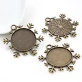 Three bronze snowflake alloy pendant trays for 25mm cabochon DIY jewelry making - Antique Bronze Snowflake Style (A3-37)