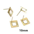 10mm golden hollow square stainless steel stud earrings component for DIY jewelry - Gold Hollow Square Style (G4-46)