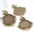 Vintage bronze anchor alloy pendant base with 25mm inner tray for DIY jewelry making - Antique Bronze Anchor Style (A3-35)