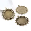 Three antique bronze 25mm alloy pendant trays with vintage lace edge for DIY jewelry - Antique Bronze Lace Style (A4-52)