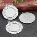 Base per ciondolo fai-da-te da 25mm in lega argento vintage con motivo a greca - A3-32