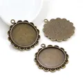 Tre basi ciondolo cabochon 25mm a petalo di fiore bronzo antico per creazione gioielli - A4-55