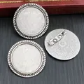 Retro silver alloy 25mm brooch base with decorative rope edge and safety pin back - Antique Silver