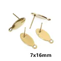 Golden 7x16mm oval stainless steel stud earrings with hanging loops for DIY jewelry - Gold Large Oval Style (O6-23)