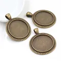 Three antique bronze alloy round pendant trays with 25mm inner diameter for DIY jewelry making - 3D Rope Pattern Round Style (A6-30)