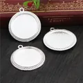 Base per pendenti tondi da 25mm in argento con bordo intrecciato e retro a rete per DIY - Argento