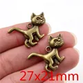 Antik-Bronze Katzen-Metallanhänger im Vintage-Stil für DIY-Schmuckherstellung - Antikbronze Laufende Katze (R2-26)