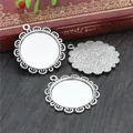 Base per ciondolo a fiore in argento vintage per gioielli fai da te con diametro 25mm - A6-29