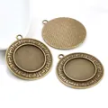 Tre basi per ciondoli vintage in bronzo 25mm con motivo a greca per creazione di gioielli DIY - A3-36