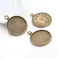 Three antique bronze 25mm clock pendant bases with Roman numerals for DIY jewelry making - Antique Bronze
