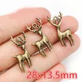 Drei 3D-Hirsch-Anhänger aus Bronze für DIY-Schmuck, 28x13,5mm, im Vintage-Stil für Bastler - Antikbronze Eleganter Hirsch (R2-35)