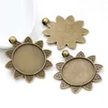 25mm flower pendant base in vintage bronze alloy for DIY jewelry making sets - Sunflower Petal Shape Style (A3-29)